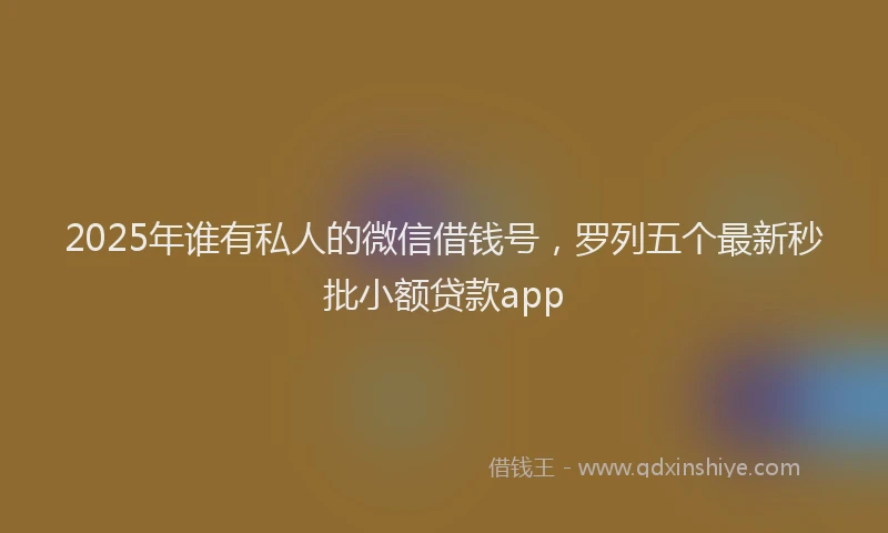 2025年谁有私人的微信借钱号，罗列五个最新秒批小额贷款app