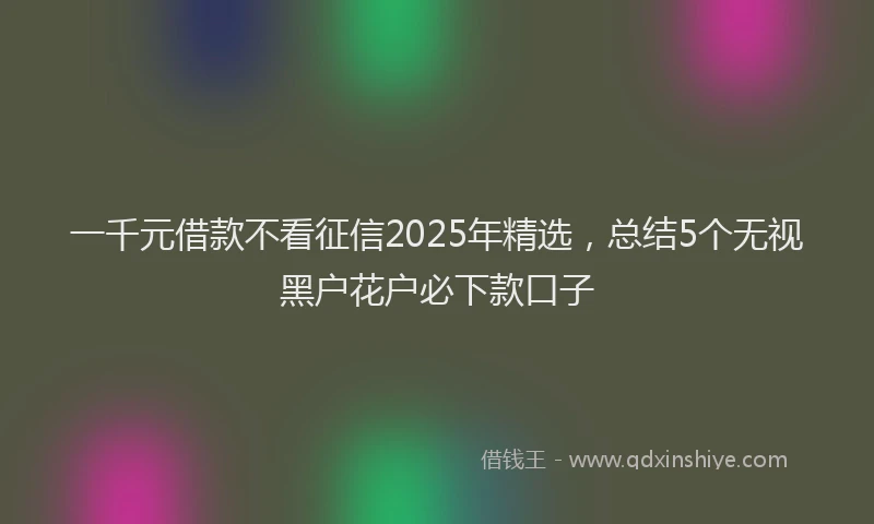 一千元借款不看征信2025年精选，总结5个无视黑户花户必下款口子
