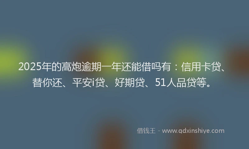 2025年的高炮逾期一年还能借吗有：信用卡贷、替你还、平安i贷、好期贷、51人品贷等。