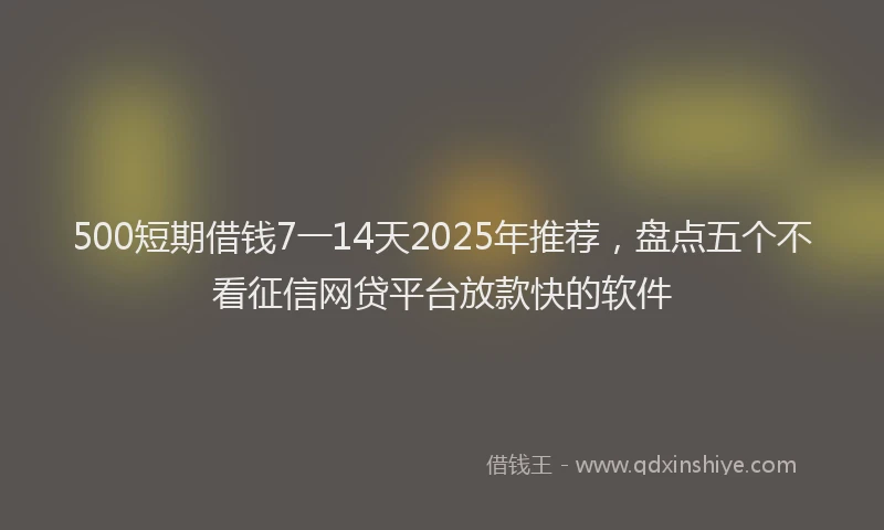 500短期借钱7一14天2025年推荐，盘点五个不看征信网贷平台放款快的软件