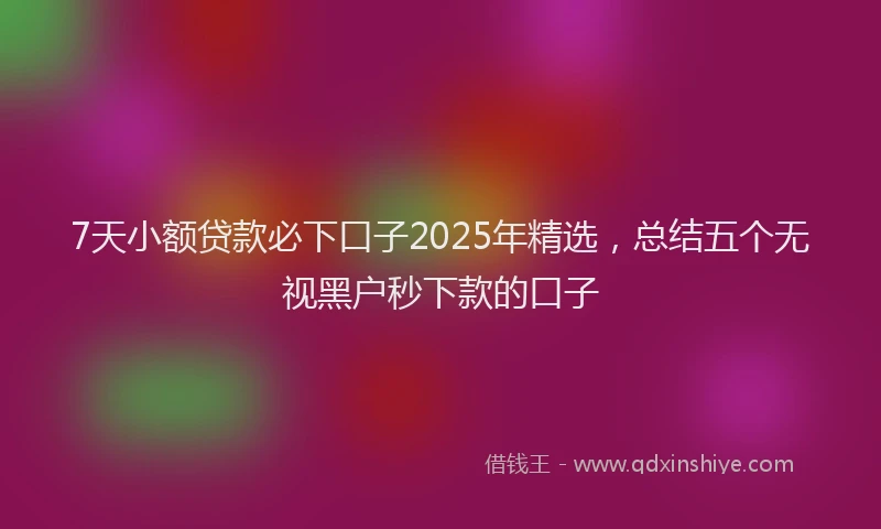 7天小额贷款必下口子2025年精选，总结五个无视黑户秒下款的口子