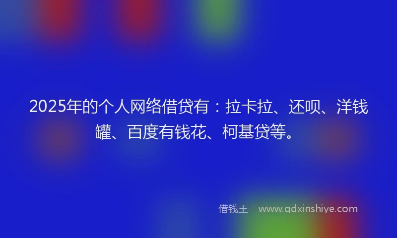 2025年的个人网络借贷有：拉卡拉、还呗、洋钱罐、百度有钱花、柯基贷等。