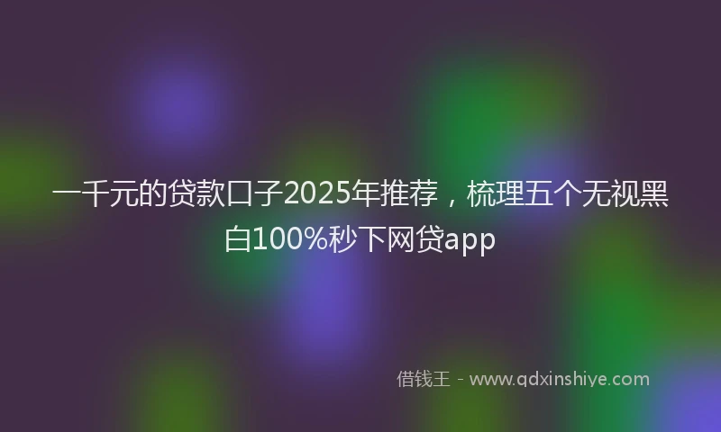 一千元的贷款口子2025年推荐，梳理五个无视黑白100%秒下网贷app