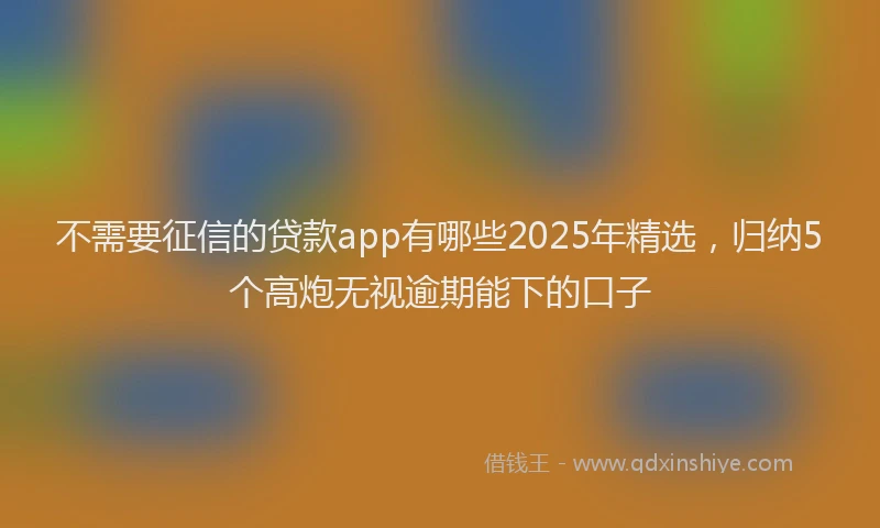 不需要征信的贷款app有哪些2025年精选，归纳5个高炮无视逾期能下的口子
