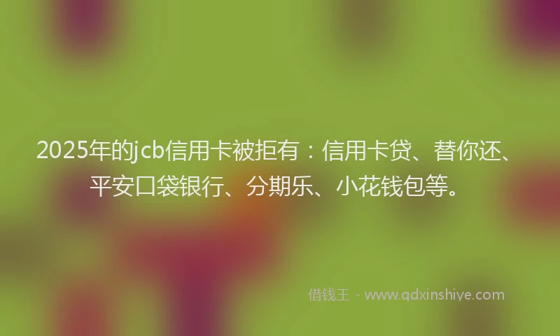 2025年的jcb信用卡被拒有：信用卡贷、替你还、平安口袋银行、分期乐、小花钱包等。