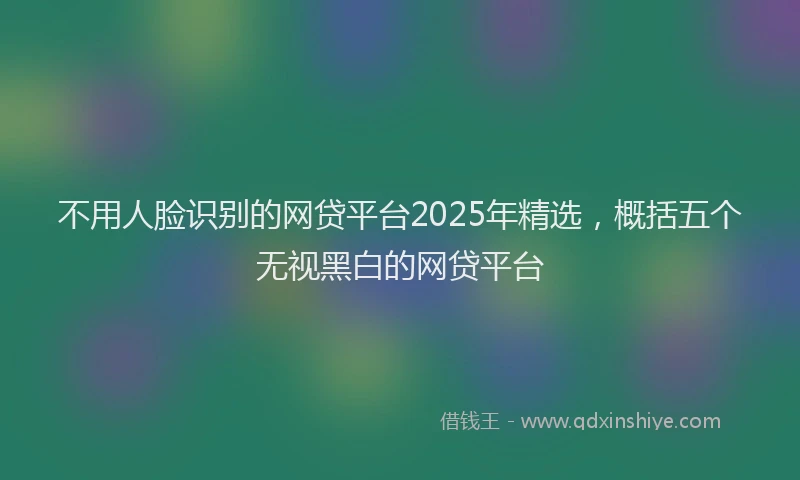 不用人脸识别的网贷平台2025年精选，概括五个无视黑白的网贷平台