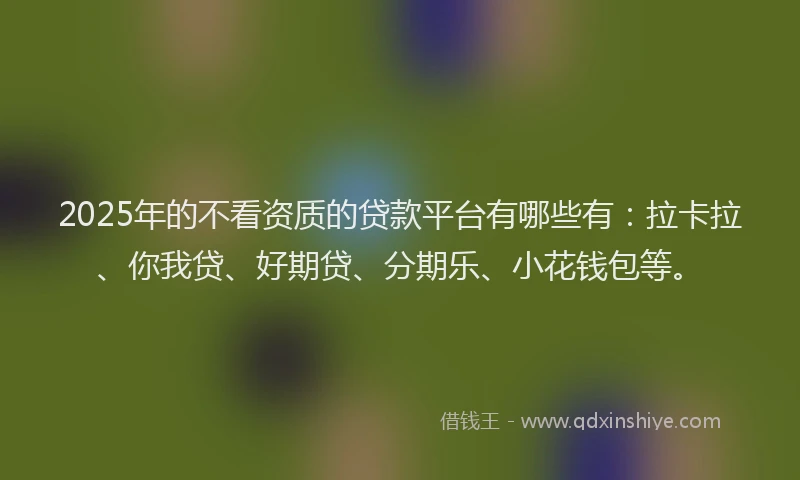 2025年的不看资质的贷款平台有哪些有：拉卡拉、你我贷、好期贷、分期乐、小花钱包等。