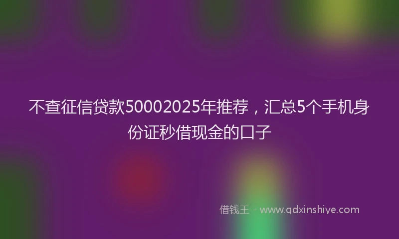 不查征信贷款50002025年推荐，汇总5个手机身份证秒借现金的口子