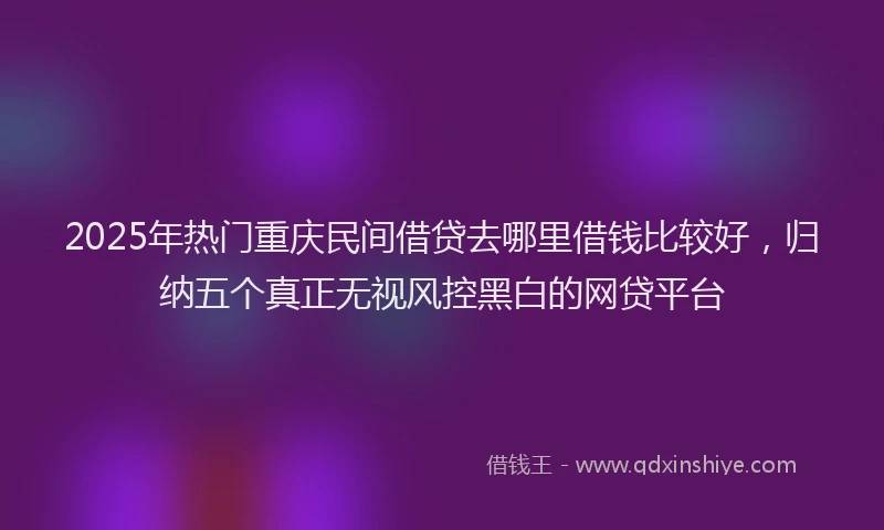 2025年热门重庆民间借贷去哪里借钱比较好，归纳五个真正无视风控黑白的网贷平台