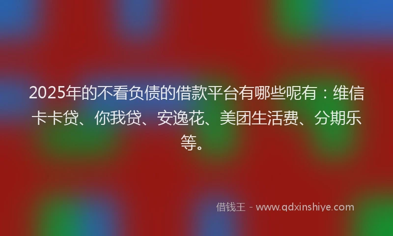 2025年的不看负债的借款平台有哪些呢有：维信卡卡贷、你我贷、安逸花、美团生活费、分期乐等。