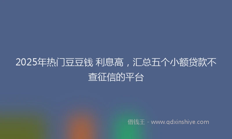 2025年热门豆豆钱 利息高，汇总五个小额贷款不查征信的平台