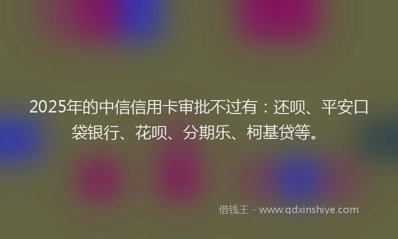 2025年的中信信用卡审批不过有：还呗、平安口袋银行、花呗、分期乐、柯基贷等。