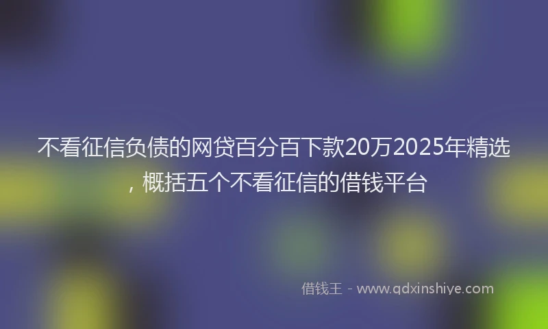 不看征信负债的网贷百分百下款20万2025年精选，概括五个不看征信的借钱平台