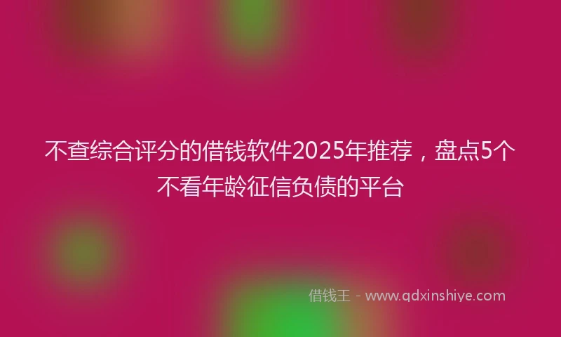 不查综合评分的借钱软件2025年推荐，盘点5个不看年龄征信负债的平台