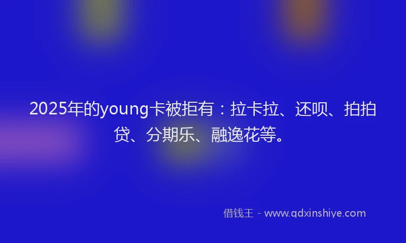 2025年的young卡被拒有：拉卡拉、还呗、拍拍贷、分期乐、融逸花等。