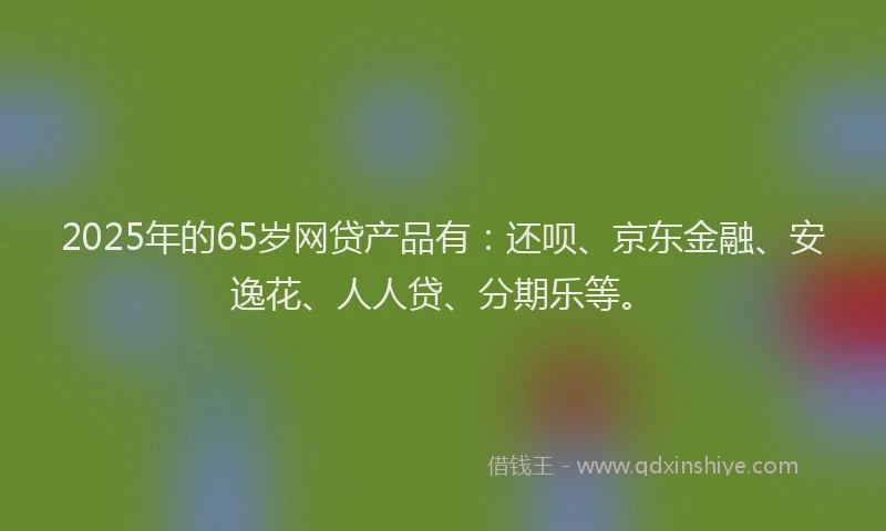 2025年的65岁网贷产品有：还呗、京东金融、安逸花、人人贷、分期乐等。