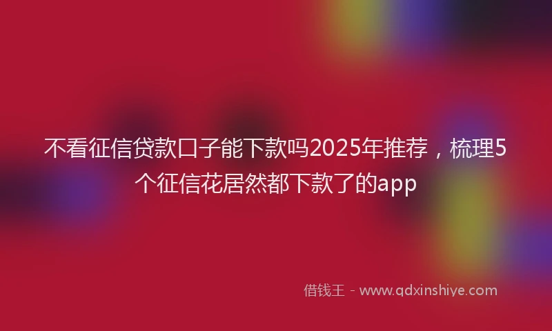 不看征信贷款口子能下款吗2025年推荐，梳理5个征信花居然都下款了的app