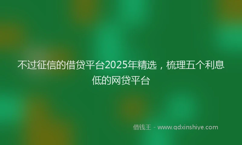 不过征信的借贷平台2025年精选，梳理五个利息低的网贷平台