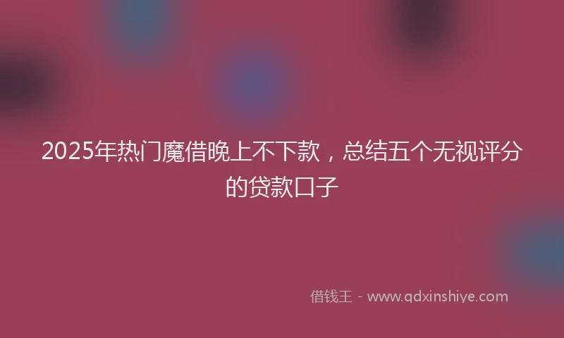 2025年热门魔借晚上不下款，总结五个无视评分的贷款口子