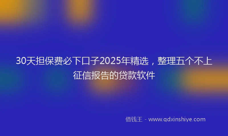 30天担保费必下口子2025年精选，整理五个不上征信报告的贷款软件