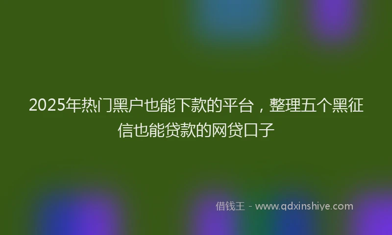 2025年热门黑户也能下款的平台，整理五个黑征信也能贷款的网贷口子