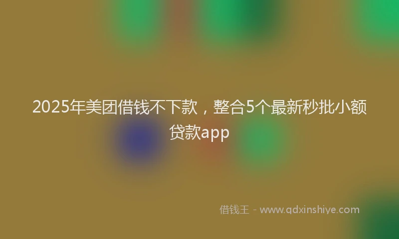 2025年美团借钱不下款，整合5个最新秒批小额贷款app