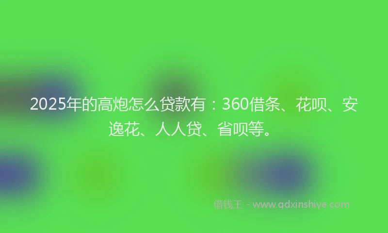 2025年的高炮怎么贷款有：360借条、花呗、安逸花、人人贷、省呗等。