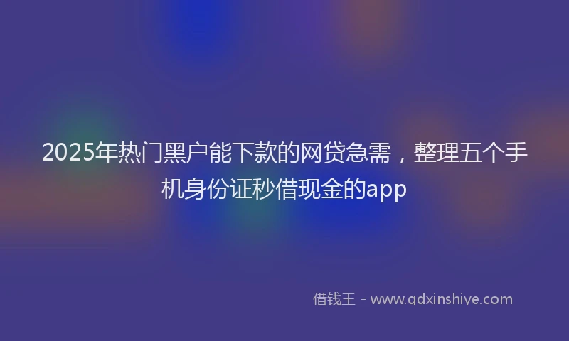 2025年热门黑户能下款的网贷急需，整理五个手机身份证秒借现金的app