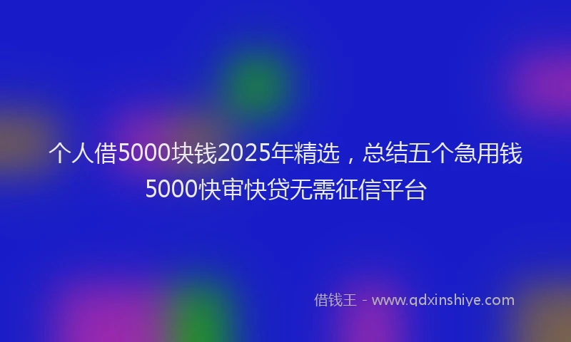 个人借5000块钱2025年精选，总结五个急用钱5000快审快贷无需征信平台