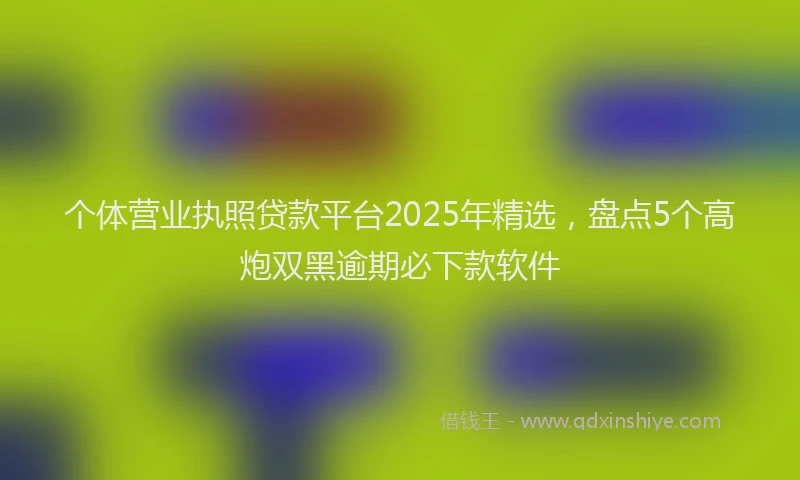 个体营业执照贷款平台2025年精选，盘点5个高炮双黑逾期必下款软件