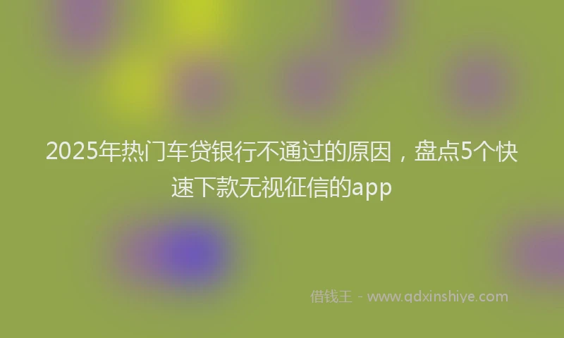 2025年热门车贷银行不通过的原因，盘点5个快速下款无视征信的app