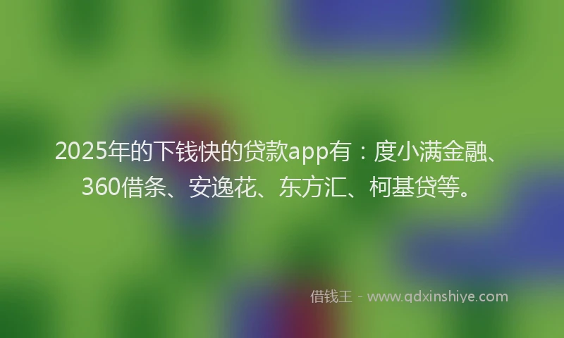 2025年的下钱快的贷款app有：度小满金融、360借条、安逸花、东方汇、柯基贷等。