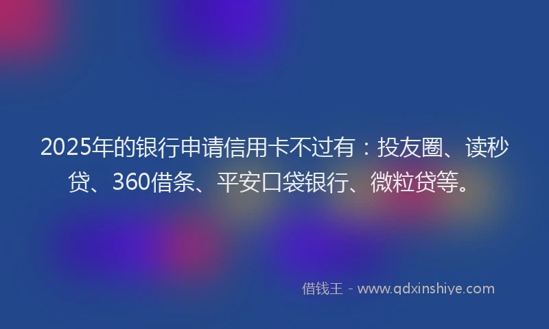 2025年的银行申请信用卡不过有：投友圈、读秒贷、360借条、平安口袋银行、微粒贷等。