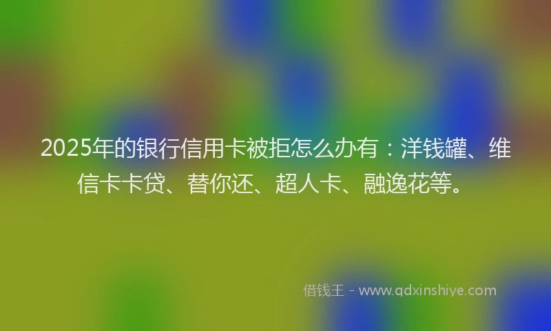 2025年的银行信用卡被拒怎么办有：洋钱罐、维信卡卡贷、替你还、超人卡、融逸花等。