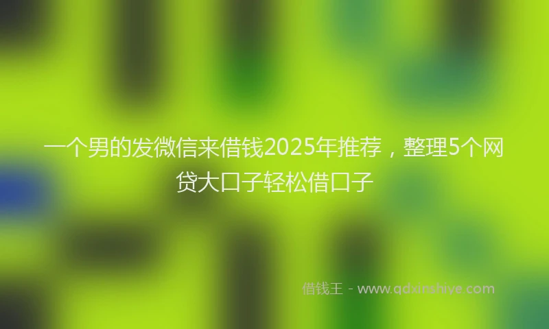 一个男的发微信来借钱2025年推荐，整理5个网贷大口子轻松借口子