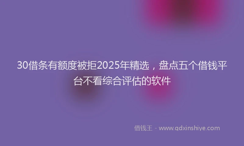 30借条有额度被拒2025年精选，盘点五个借钱平台不看综合评估的软件