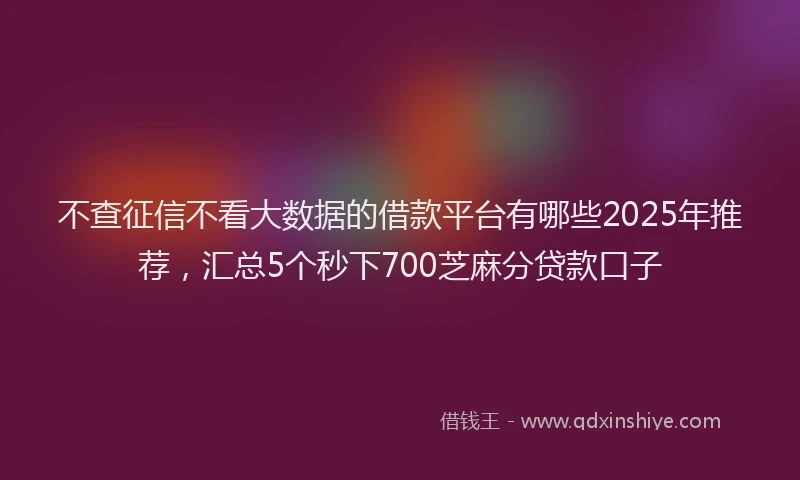 不查征信不看大数据的借款平台有哪些2025年推荐，汇总5个秒下700芝麻分贷款口子