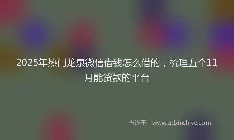 2025年热门龙泉微信借钱怎么借的，梳理五个11月能贷款的平台