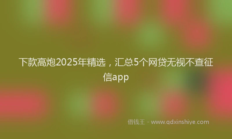 下款高炮2025年精选，汇总5个网贷无视不查征信app