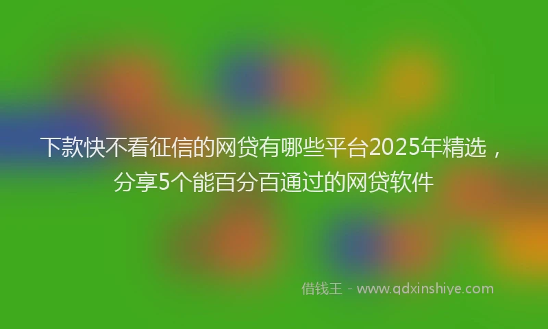 下款快不看征信的网贷有哪些平台2025年精选，分享5个能百分百通过的网贷软件