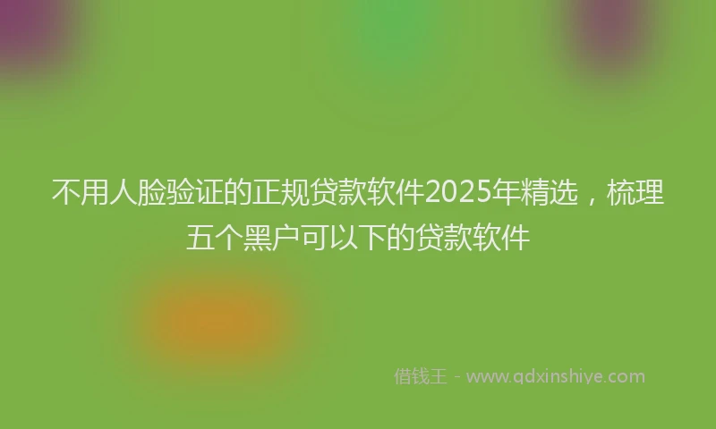 不用人脸验证的正规贷款软件2025年精选，梳理五个黑户可以下的贷款软件