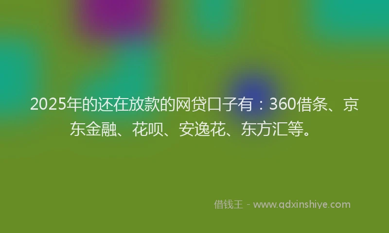 2025年的还在放款的网贷口子有：360借条、京东金融、花呗、安逸花、东方汇等。