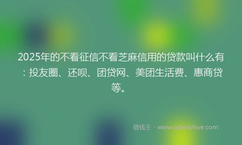 2025年的不看征信不看芝麻信用的贷款叫什么有：投友圈、还呗、团贷网、美团生活费、惠商贷等。