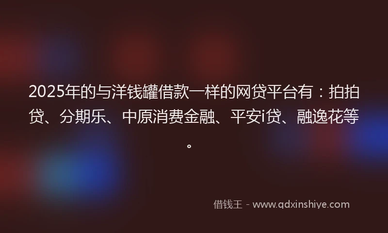 2025年的与洋钱罐借款一样的网贷平台有：拍拍贷、分期乐、中原消费金融、平安i贷、融逸花等。