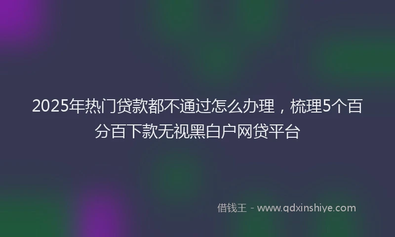 2025年热门贷款都不通过怎么办理，梳理5个百分百下款无视黑白户网贷平台