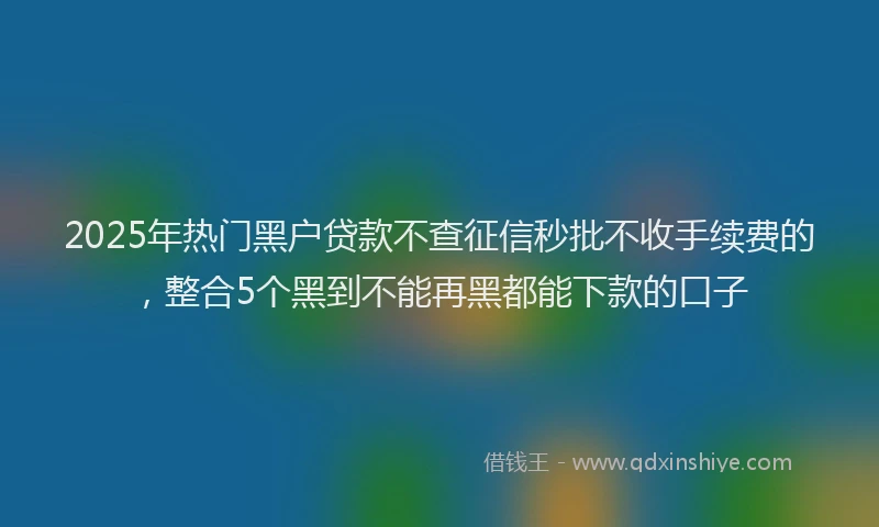 2025年热门黑户贷款不查征信秒批不收手续费的，整合5个黑到不能再黑都能下款的口子