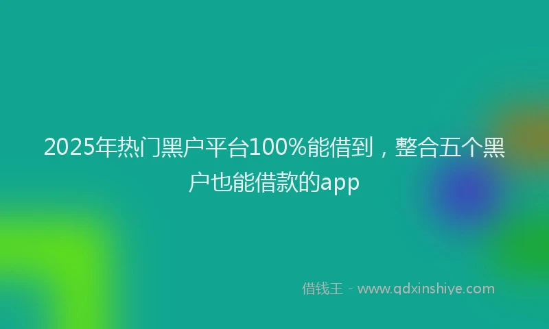 2025年热门黑户平台100%能借到，整合五个黑户也能借款的app