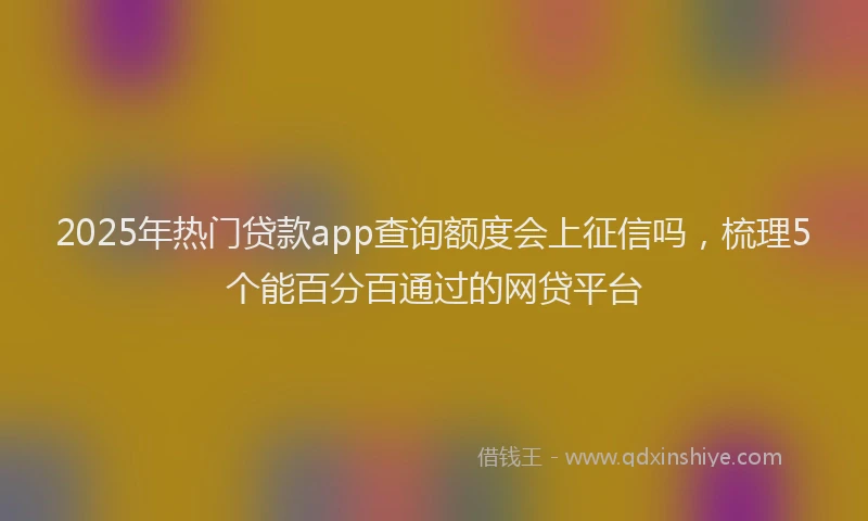 2025年热门贷款app查询额度会上征信吗，梳理5个能百分百通过的网贷平台