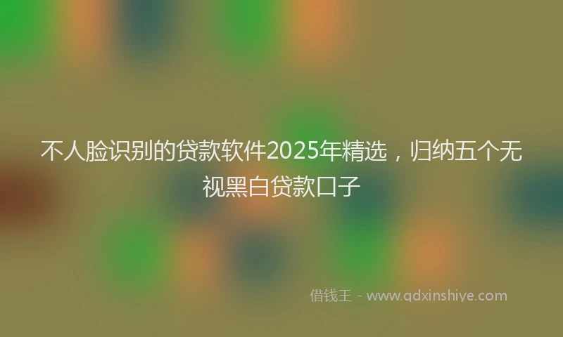 不人脸识别的贷款软件2025年精选，归纳五个无视黑白贷款口子
