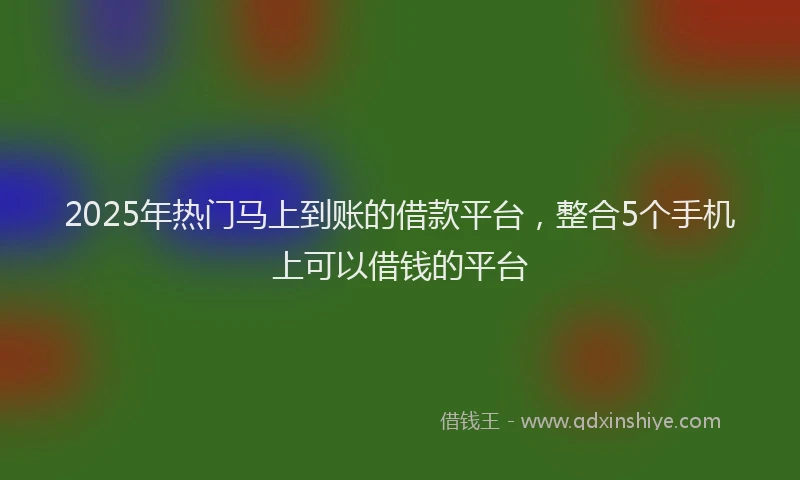 2025年热门马上到账的借款平台，整合5个手机上可以借钱的平台